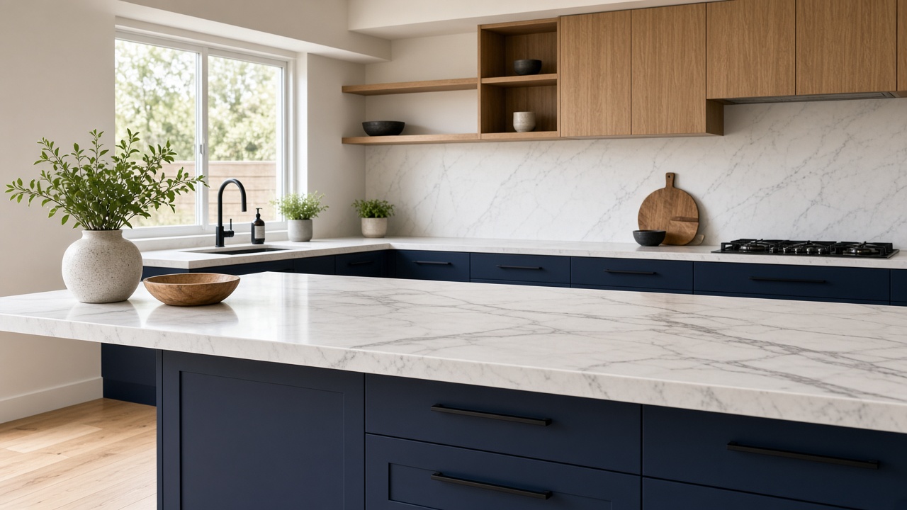 Custom marble kitchen countertop